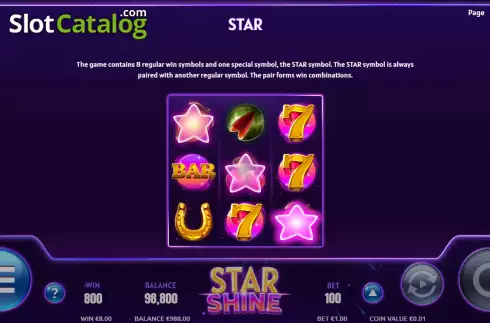 Star feature screen. Star Shine slot