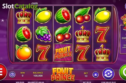 Game screen. Fruit Prince slot