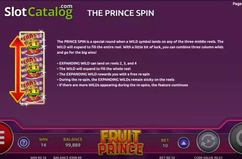 Game Features screen 2. Fruit Prince slot