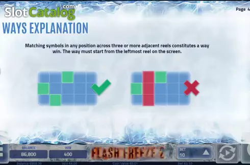 Ways to Win screen. Flash Freeze 2 slot