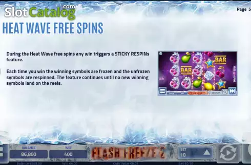 Free Spins screen. Flash Freeze 2 slot