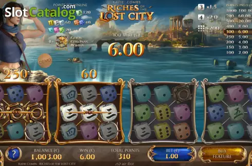 Win screen. Katie Combs – Riches of the Lost City slot
