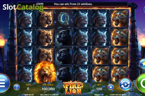 Reels screen. Fire Lion slot