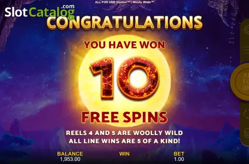 Free Spins Win Screen 2. Woolly Wilds slot