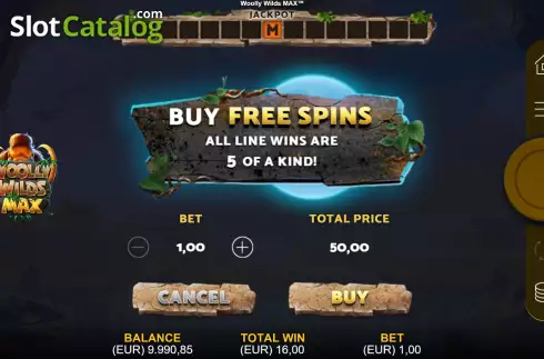 Buy Feature Screen. Woolly Wilds MAX slot