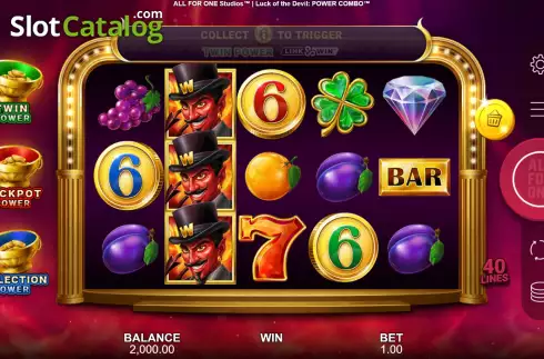 Game Screen. Luck of the Devil: POWER COMBO slot