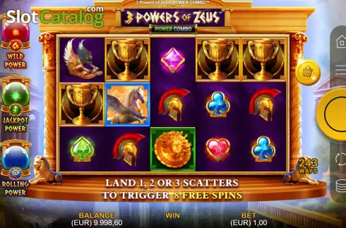 Game Screen. 3 Powers of Zeus: Power Combo slot