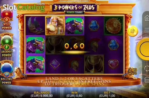 Win Screen. 3 Powers of Zeus: Power Combo slot