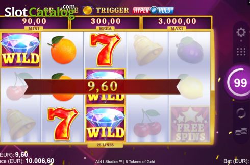 Win Screen 1. 6 Tokens of Gold slot