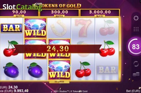 Win Screen 3. 6 Tokens of Gold slot