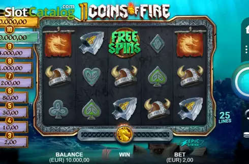 Reels Screen. 11 Coins of Fire slot