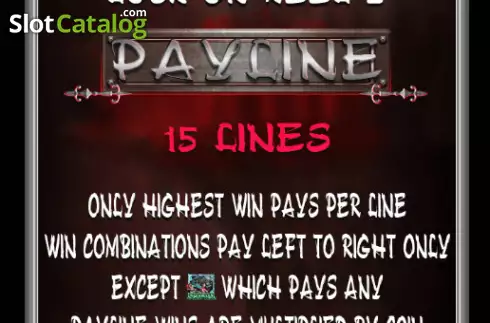 Paylines screen. Moonlight Showdown Vampire slot
