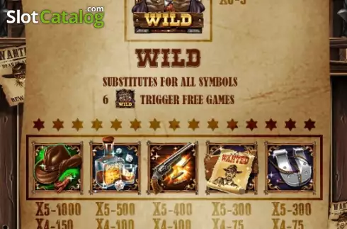 PayTable Screen. Outlaw Legend slot
