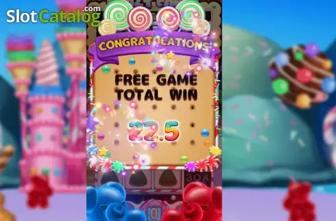 Win Free Game screen. Crazy Candy slot