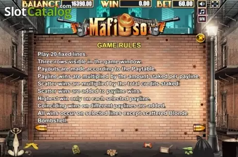 Bildschirm7. Mafioso (Allbet Gaming) slot
