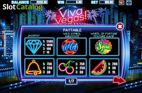 Paytable 1. Viva Vegas slot