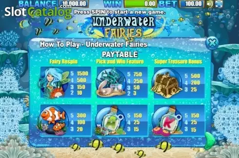 Paytable 1. Underwater Fairies slot