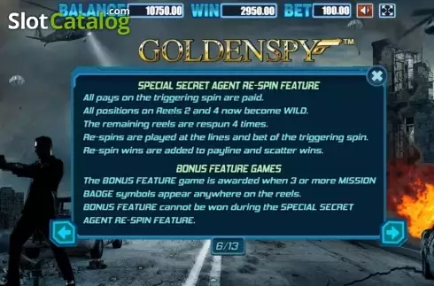 Features 1. Golden Spy slot