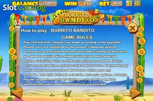 Rules 1. Burrito Bandito slot