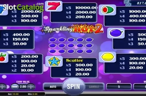 Paytable 1. Sparkling Hot 2 slot