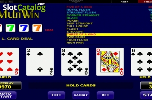 Game Screen. Multiwin slot