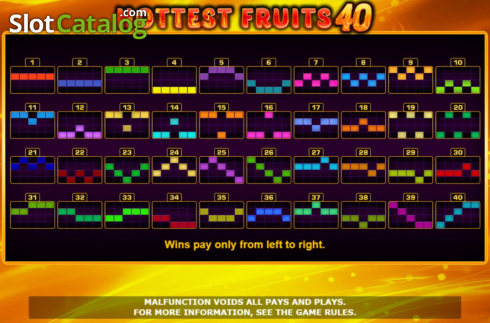 Win lines screen. Hottest Fruits 40 slot
