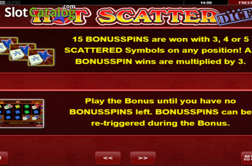 Features. Hot Scatter Dice slot