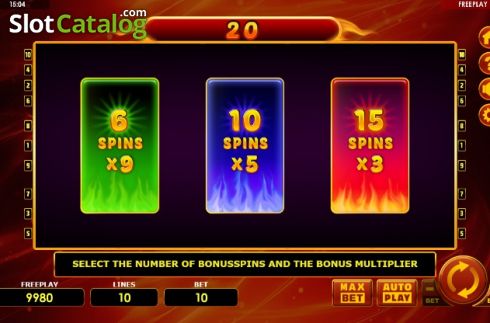Win Spins screen. Hot Choice Deluxe slot