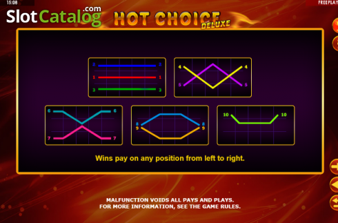 Paytable 2. Hot Choice Deluxe slot