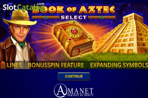 Start Screen. Book of Aztec Select slot