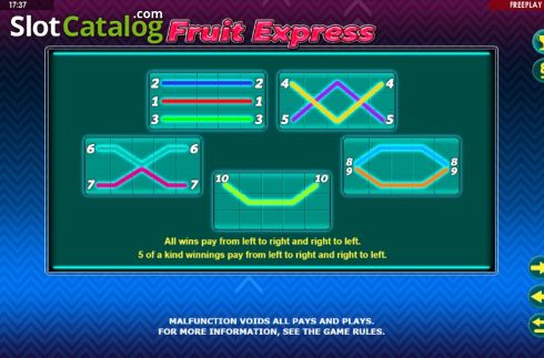 Paytable 2. Fruit Express (Amatic Industries) slot