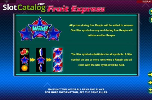 Paytable 3. Fruit Express (Amatic Industries) slot