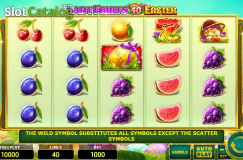 Reel Screen. Lady Fruits 40 Easter slot