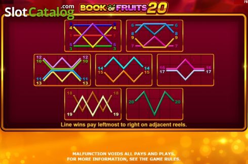 Paytable 2. Book of Fruits 20 slot