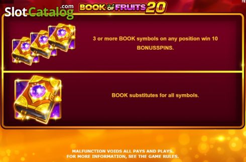 Paytable 3. Book of Fruits 20 slot