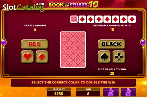 Gamble (Double) game screen. Book of Fruits 10 slot