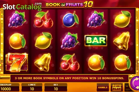 Reel screen. Book of Fruits 10 slot