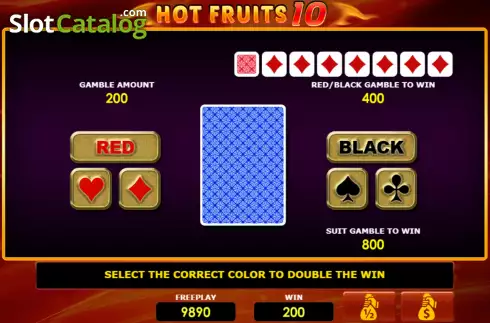 Risk game screen. Hot Fruits 10 slot