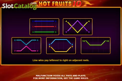 Paylines screen. Hot Fruits 10 slot