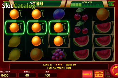 Win screen. Fruit Loop slot