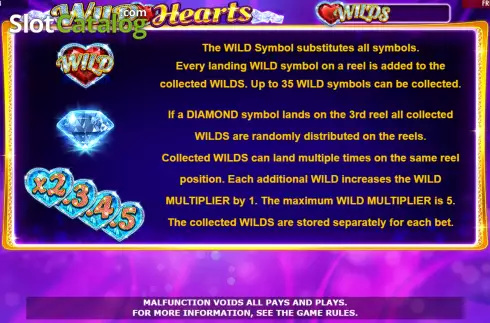 Features Screen. Wild Hearts slot