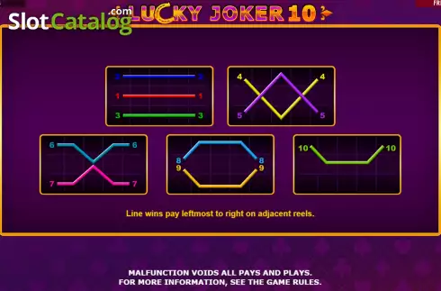 PayLines Screen. Lucky Joker 10 slot