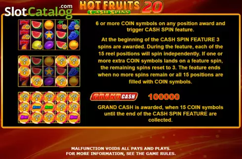 Pantalla8. Hot Fruits 20 Cash Spins Tragamonedas 