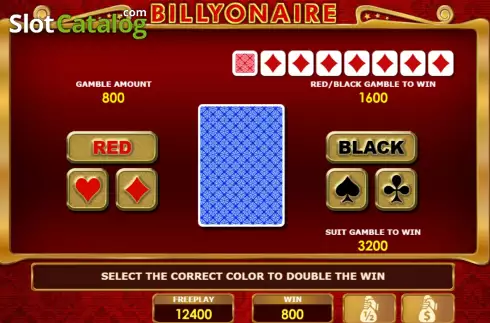 Risk Game screen. Billyonaire Bonus Buy slot