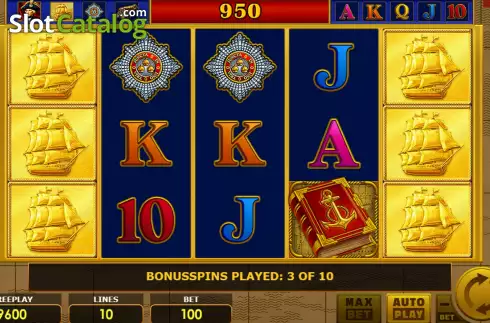 Free Spins Gameplay Screen. Book of Admiral slot