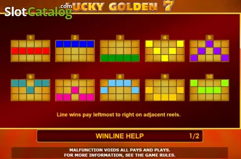 PayLines screen. Lucky Golden 7s slot
