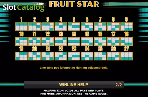Paylines screen. Fruit Star slot