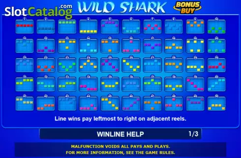 Paylines screen. Wild Shark Bonus Buy slot