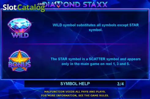 Special symbols screen. Diamond Staxx slot