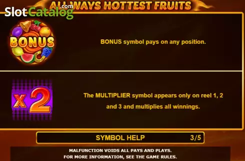 Game Features screen 2. Allways Hottest Fruits slot